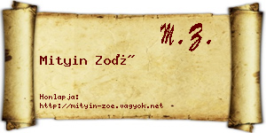 Mityin Zoé névjegykártya